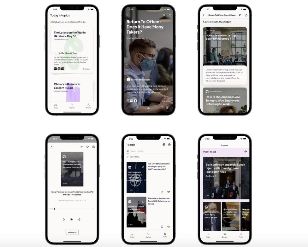 Screens from the app informed
