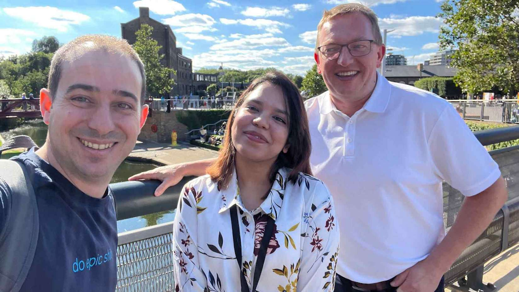 Intel Ignite team in London (from left)- Ofer Shayo, managing director; Nafisa Rashmi, community manager intern; and Kevin Crain, chief technology officer. (Credit- Intel Ignite)